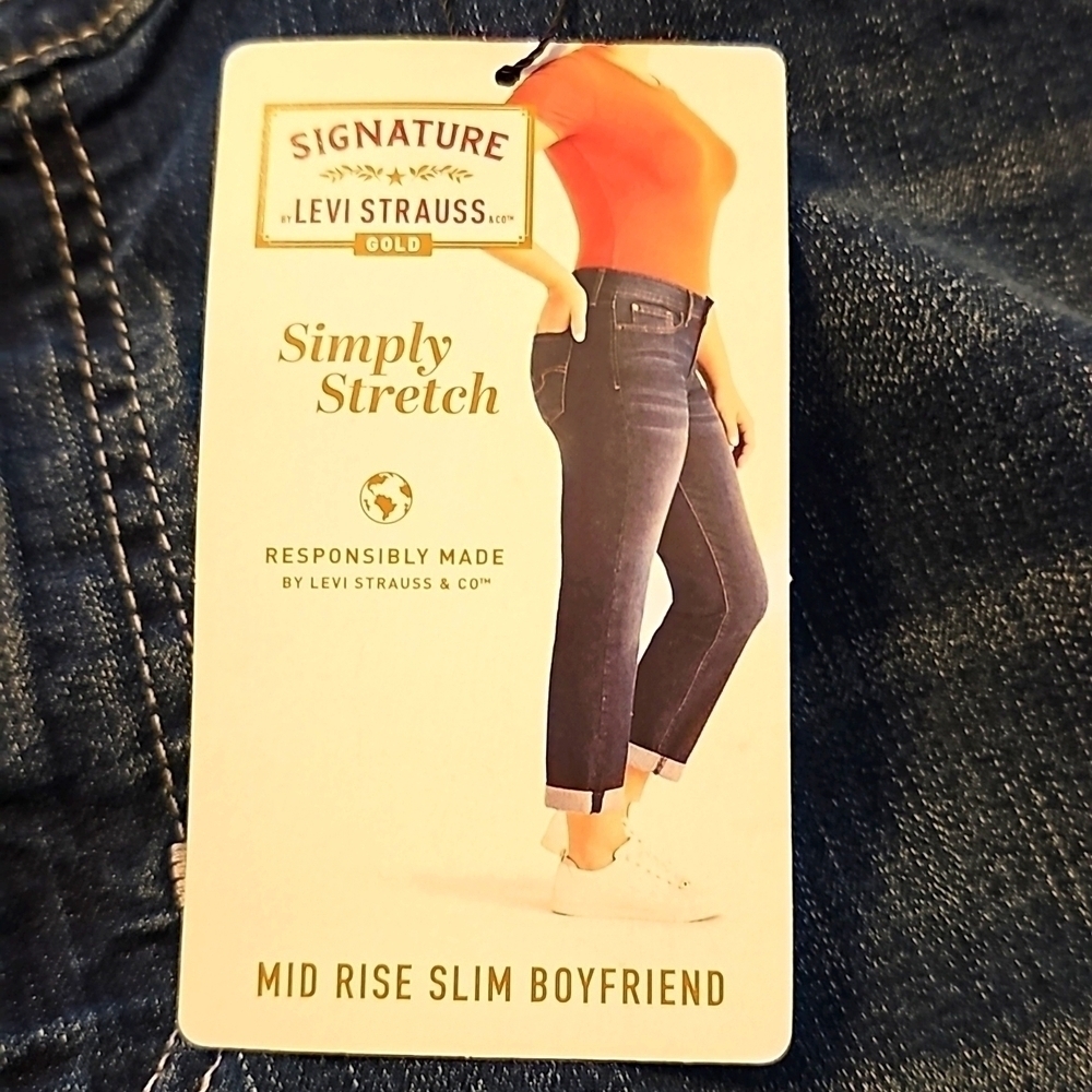 New Signature Levi Strauss Mid Rise Slim Boyfriend 24/W37 Simply Stretch - Picture 9 of 11